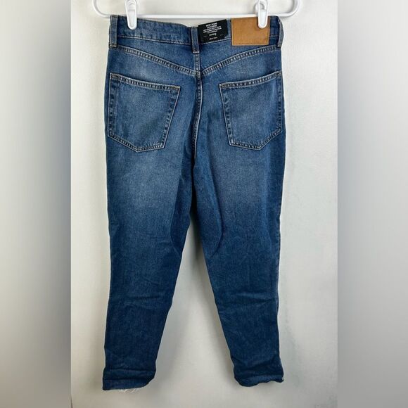 H&M High Waist Mom Jeans Distressed Ankle length Button Fly Size 4 New - Picture 7 of 8